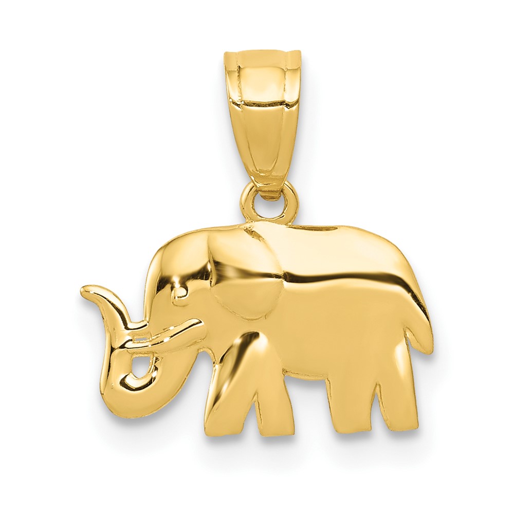 10k Yellow Gold Polished Elephant Necklace Charm Pendant